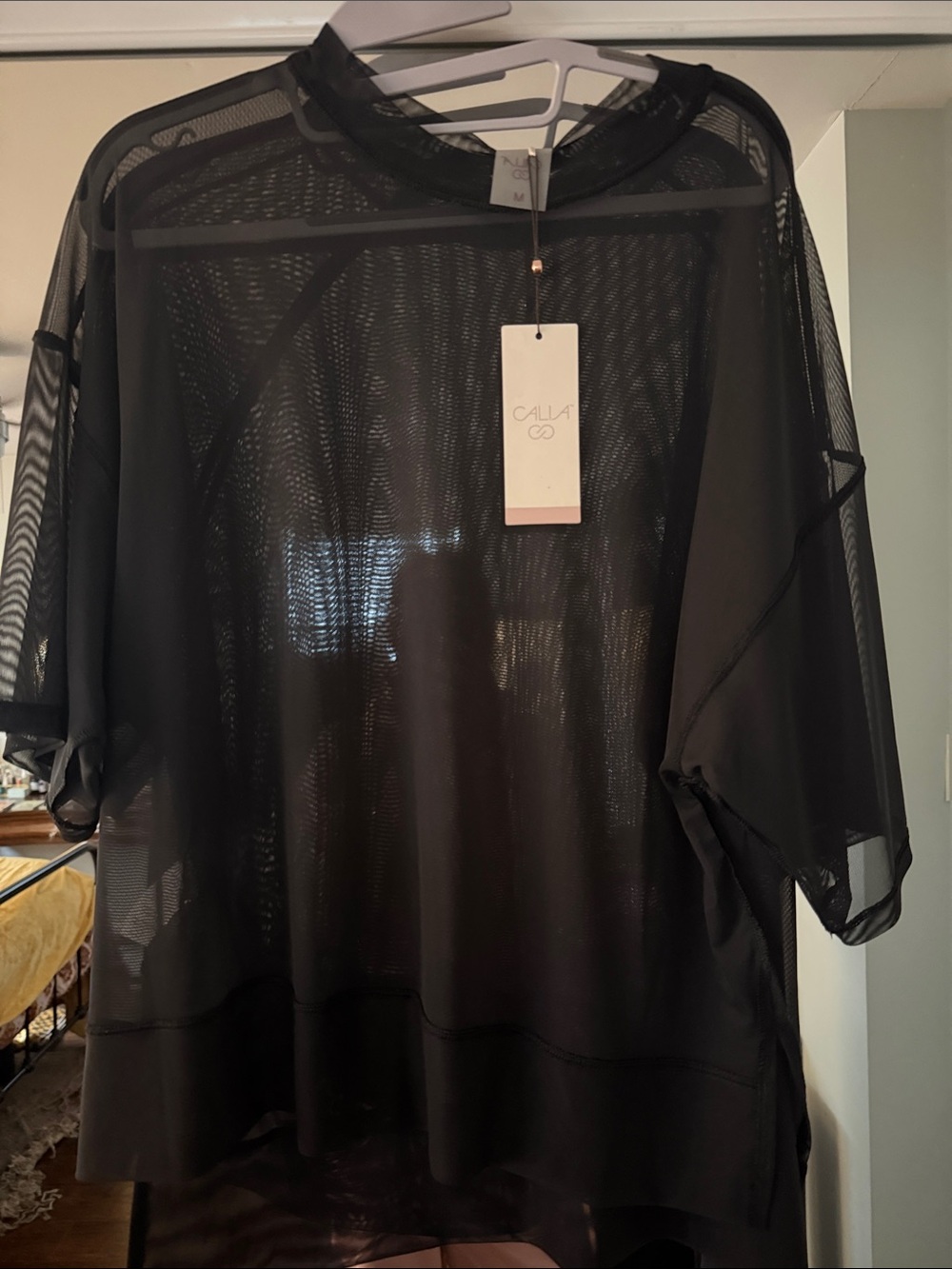 Calla Black Sheer Short-Sleeve Tee